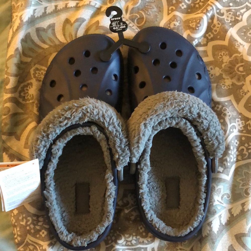 Unisex CROCS Baya Lined Fuzz-Strap Clog size 11 womens Navy